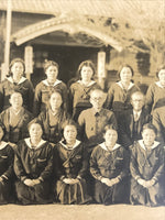 Japanese Showa Girls' School Class Photograph Group Student Uniform Sepia PH62