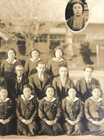 Japanese Showa Girls' School Class Photograph Group Student Uniform Sepia PH62
