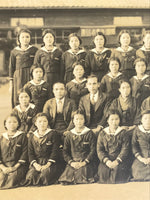 Japanese Showa Girls' School Class Photograph Group Student Uniform Sepia PH79