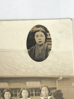 Japanese Showa Girls' School Class Photograph Group Student Uniform Sepia PH79