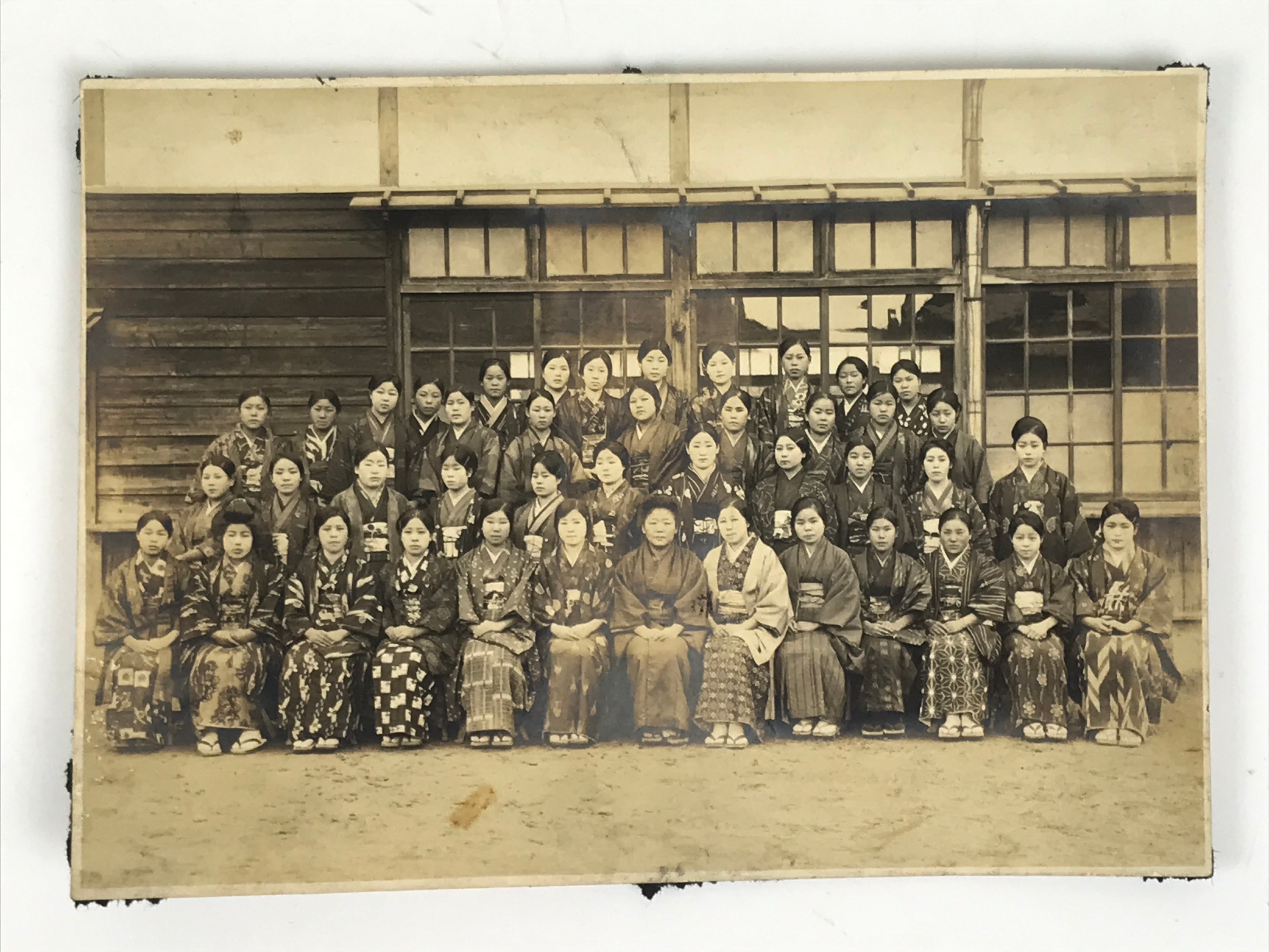 Japanese Showa Girls School Group Photograph Vtg Student Kimono Sepia Tone PH156