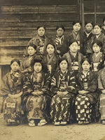 Japanese Showa Girls School Group Photograph Vtg Student Kimono Sepia Tone PH156