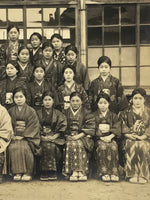 Japanese Showa Girls School Group Photograph Vtg Student Kimono Sepia Tone PH156