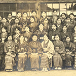 Japanese Showa Girls School Group Photograph Vtg Student Kimono Sepia Tone PH156