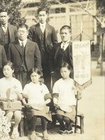 Japanese Showa Girls Table Tennis Team School Victory Photograph Vtg Sepia PH123