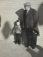 Japanese Showa Grandfather Grandson Pair Photograph Vtg Child Black White PH244