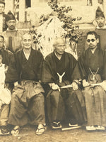 Japanese Showa Group Portrait Photograph Vtg Shrine Stone Monument Sepia PH287