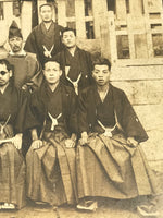 Japanese Showa Group Portrait Photograph Vtg Shrine Stone Monument Sepia PH287