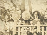 Japanese Showa Group Portrait Photograph Vtg Shrine Stone Monument Sepia PH288