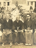 Japanese Showa Group Portrait Photograph Vtg Shrine Stone Monument Sepia PH288