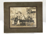 Japanese Showa Group Portrait Photograph Vtg Shrine Stone Monument Sepia PH288