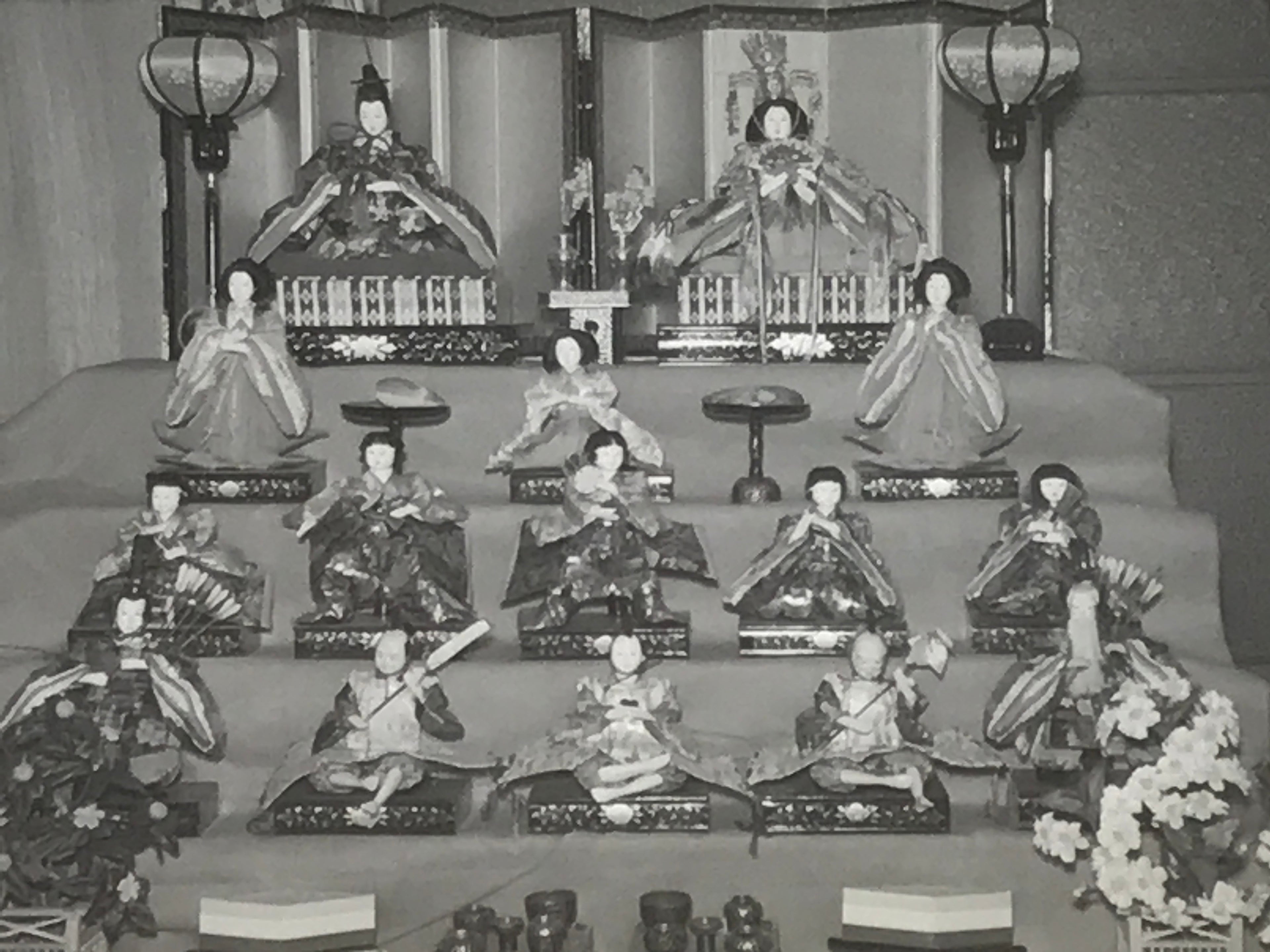 Japanese Showa Hina Matsuri Girls' Day Doll Display Photograph Black White PH252