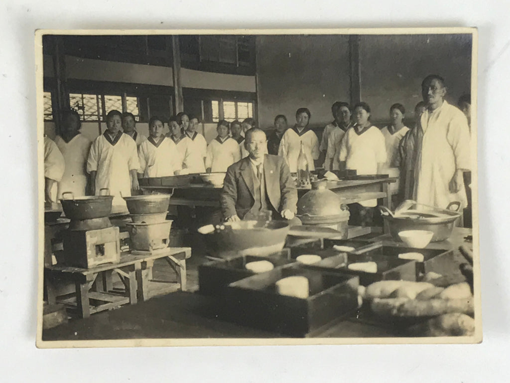 Japanese Showa Industrial Kitchen Cooking Staff Photograph Cafeteria Sepia PH235