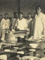 Japanese Showa Industrial Kitchen Cooking Staff Photograph Cafeteria Sepia PH235