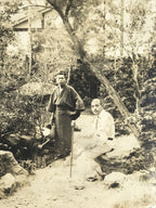 Japanese Showa Japanese Garden Photograph Vtg Daily Life Men Black White PH96