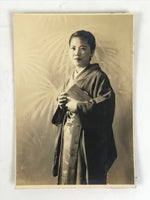 Japanese Showa Kimono Woman Portrait Studio Photograph Vtg Sepia Tone PH228