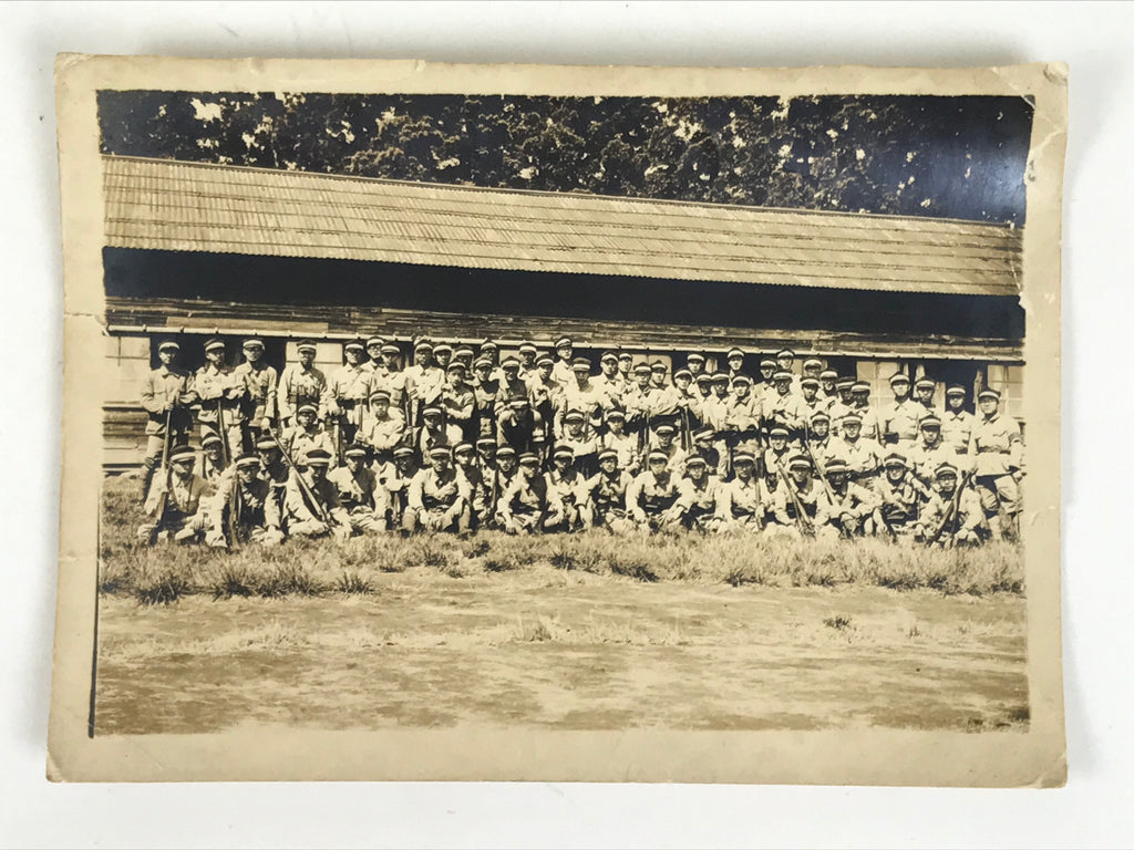 Japanese Showa Military Education Student Group Photograph Uniforms Sepia PH115