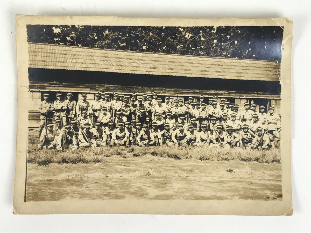 Japanese Showa Military Education Student Group Photograph Uniforms Sepia PH115