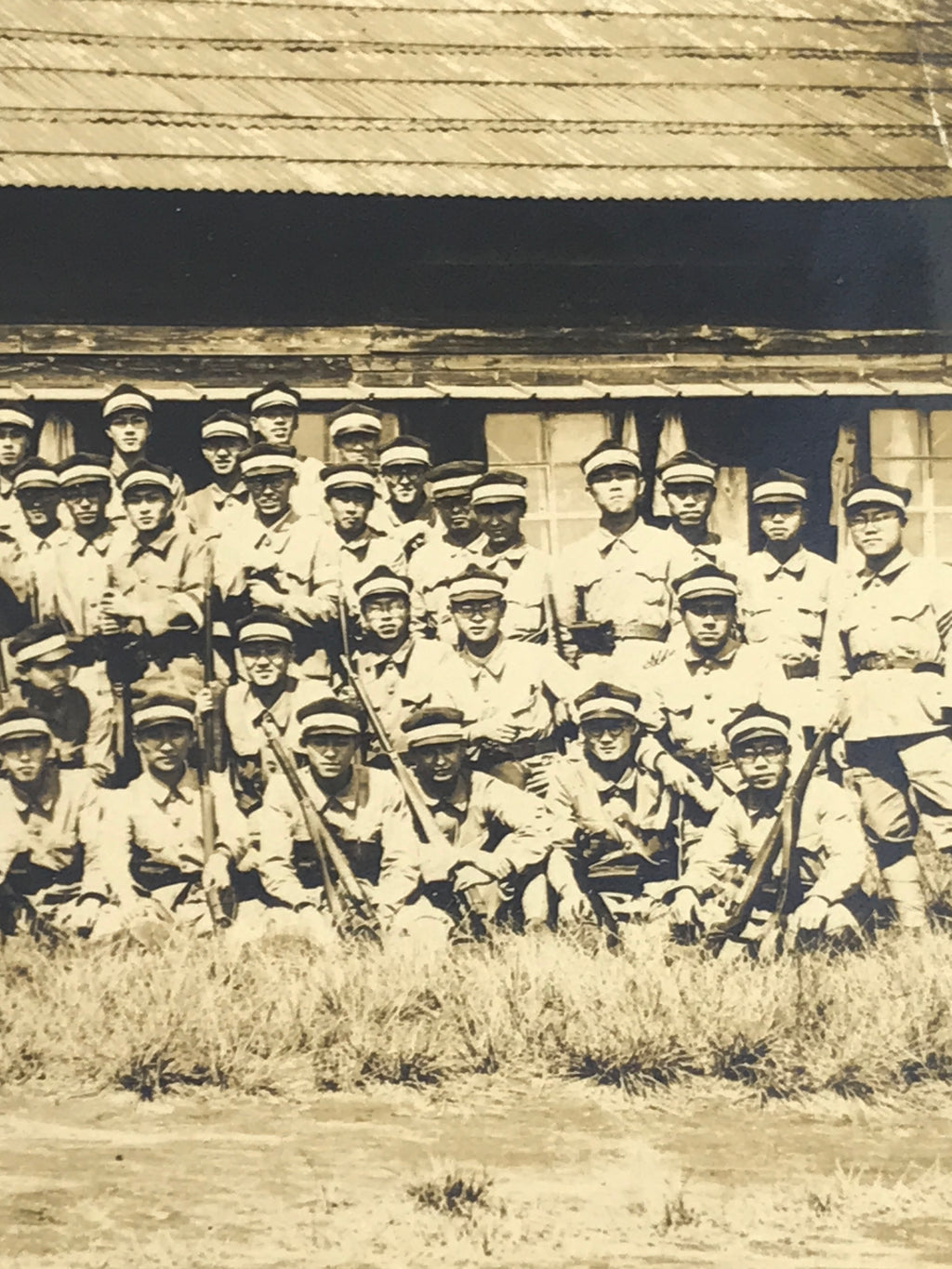 Japanese Showa Military Education Student Group Photograph Uniforms Sepia PH115