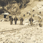 Japanese Showa Mining Construction Project Workers Photograph Group Sepia PH80