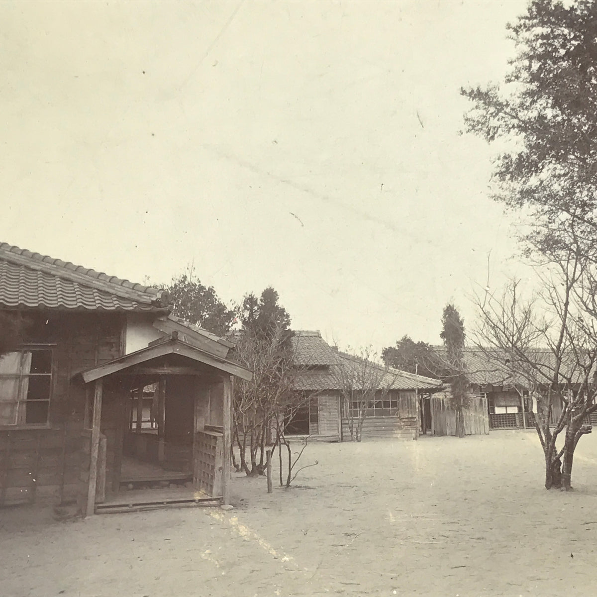 Japanese Showa Old Estate Photograph Vtg Buildings School Black White PH94