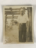Japanese Showa Old Man Shinto Shrine Photograph Vtg Daily Life Sepia Tone PH285