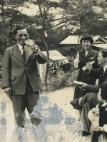 Japanese Showa Outdoor Excursion Rest Photograph Vtg Family Black White PH249