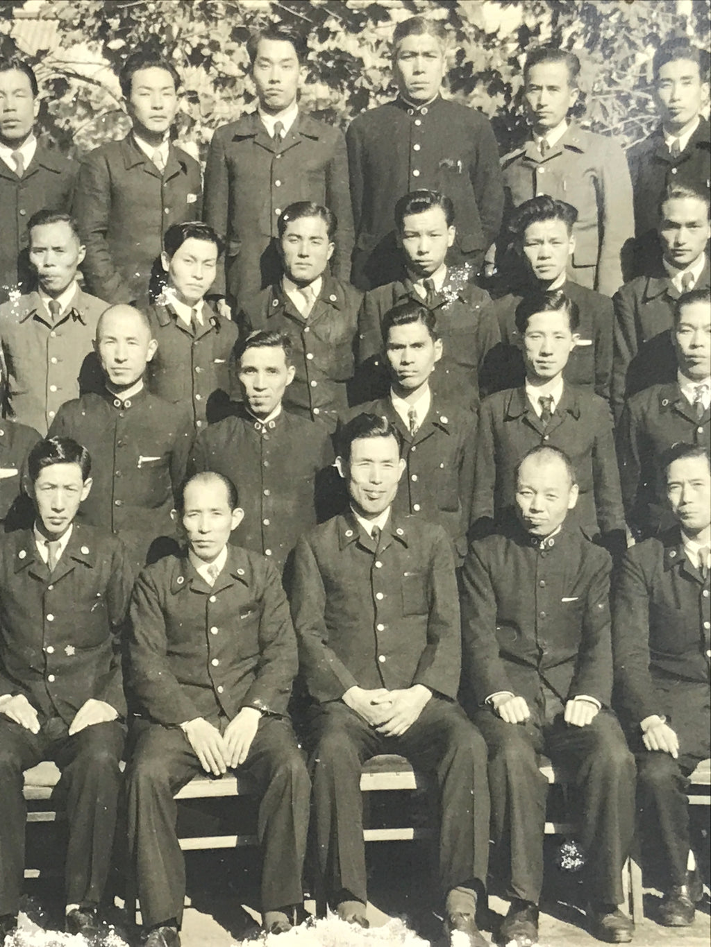 Japanese Showa Railway Academy Worker Group Photograph Vtg Black White PH95
