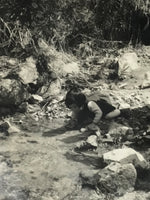 Japanese Showa River Excursion Photograph Vtg Family Children Black White PH212