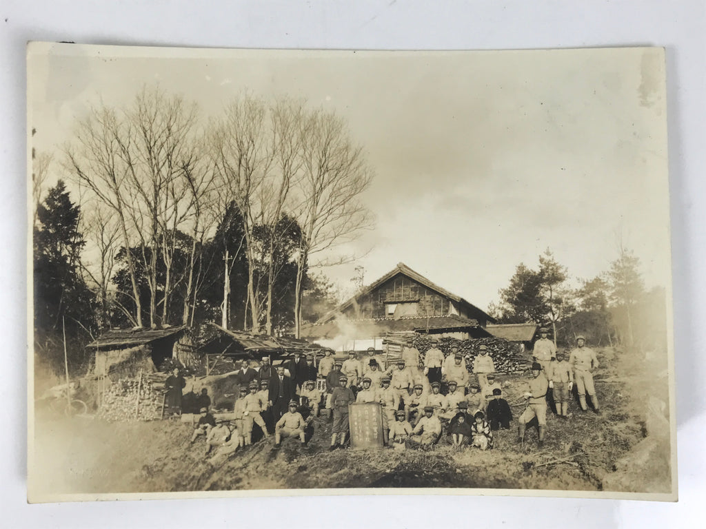 Japanese Showa School Boys Group Photograph Vtg Daily Life Building Sepia PH83