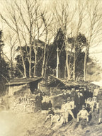 Japanese Showa School Boys Group Photograph Vtg Daily Life Building Sepia PH83
