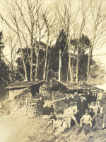 Japanese Showa School Boys Group Photograph Vtg Daily Life Building Sepia PH83