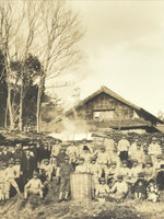 Japanese Showa School Boys Group Photograph Vtg Daily Life Building Sepia PH83