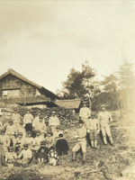 Japanese Showa School Boys Group Photograph Vtg Daily Life Building Sepia PH83