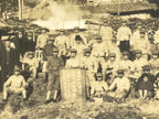 Japanese Showa School Boys Group Photograph Vtg Daily Life Building Sepia PH83