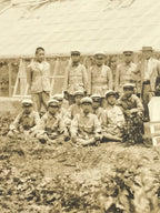 Japanese Showa School Boys Group Photograph Vtg Daily Life Gardening Sepia PH143
