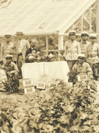 Japanese Showa School Boys Group Photograph Vtg Daily Life Gardening Sepia PH143