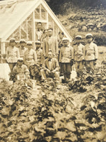 Japanese Showa School Boys Group Photograph Vtg Daily Life Gardening Sepia PH82