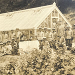 Japanese Showa School Boys Group Photograph Vtg Daily Life Gardening Sepia PH82