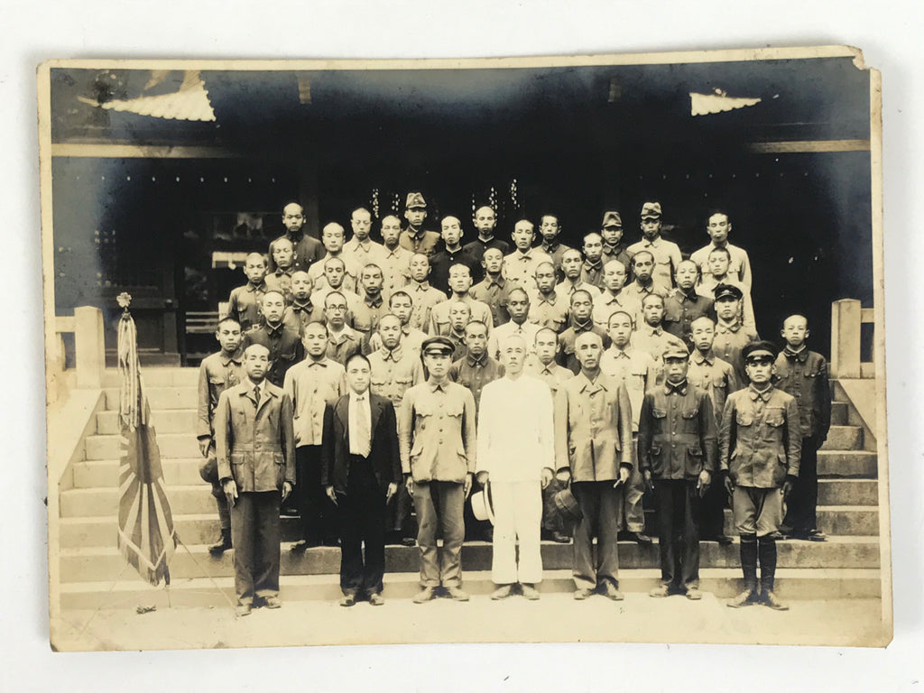 Japanese Showa School Boys Military Recruits Photograph Vtg Black White PH167