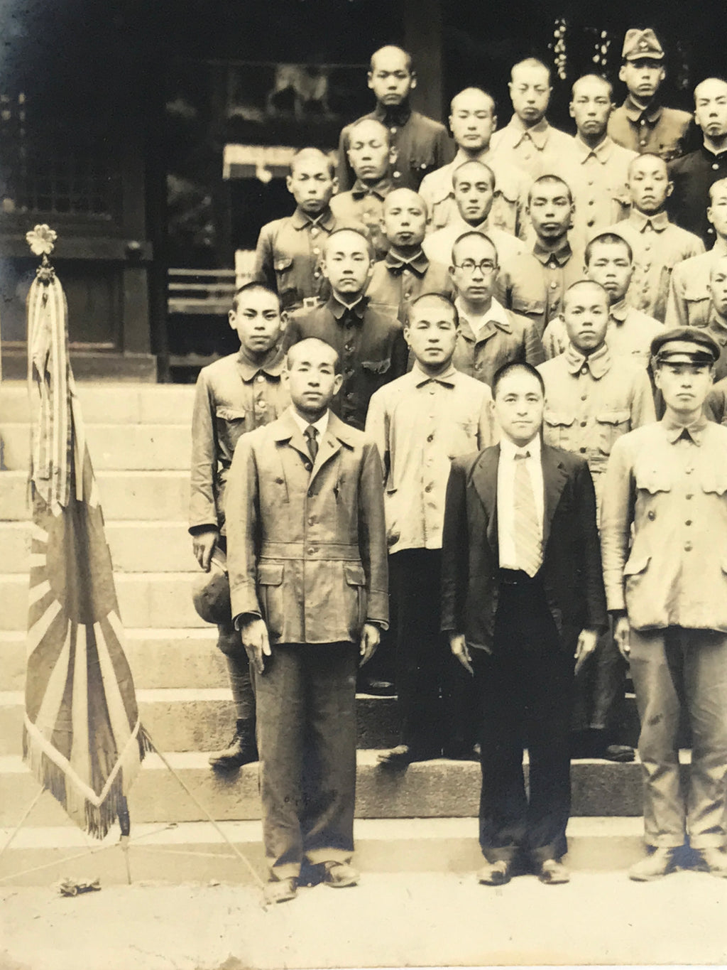 Japanese Showa School Boys Military Recruits Photograph Vtg Black White PH167