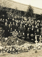 Japanese Showa School Class Photograph Group Student Uniform Black White PH154