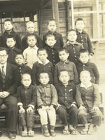 Japanese Showa School Class Photograph Group Student Uniform Black White PH157