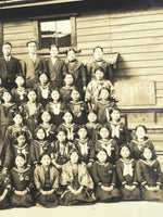 Japanese Showa School Class Photograph Group Student Uniform Black White PH72