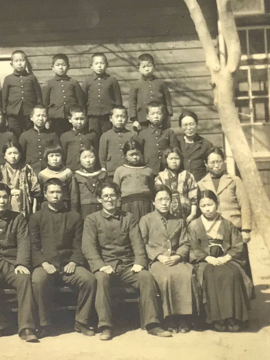 Japanese Showa School Class Photograph Group Student Uniform Sepia Tone PH168