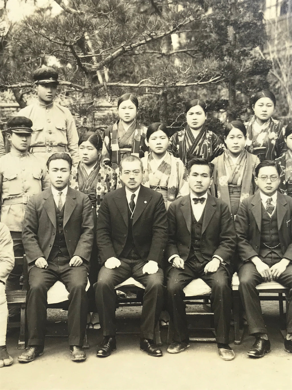 Japanese Showa School Class Photograph Vtg Group Student Uniform Sepia PH133