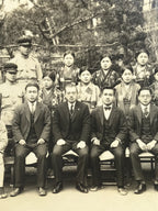 Japanese Showa School Class Photograph Vtg Group Student Uniform Sepia PH133