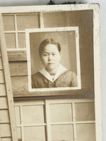 Japanese Showa School Class Photograph Vtg Group Student Uniform Sepia PH64