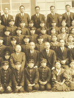 Japanese Showa School Class Photograph Vtg Group Student Uniform Sepia PH67