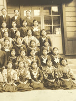 Japanese Showa School Class Photograph Vtg Group Student Uniform Sepia PH67